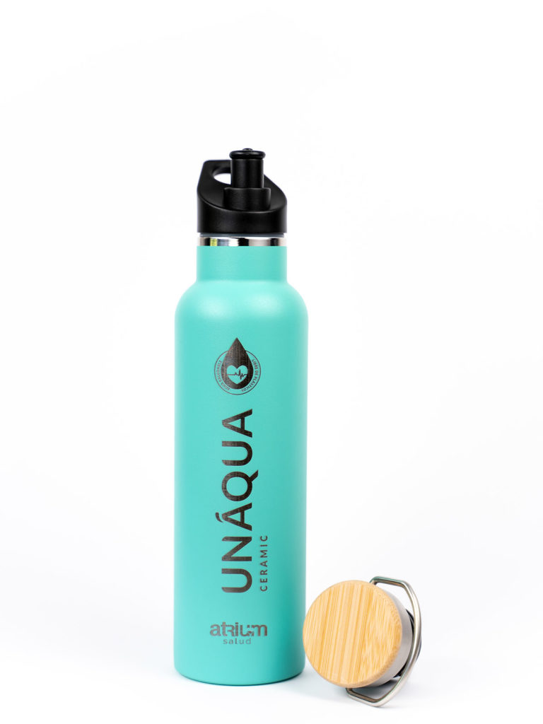 Botella de agua Unaqua con tapones intercambiables